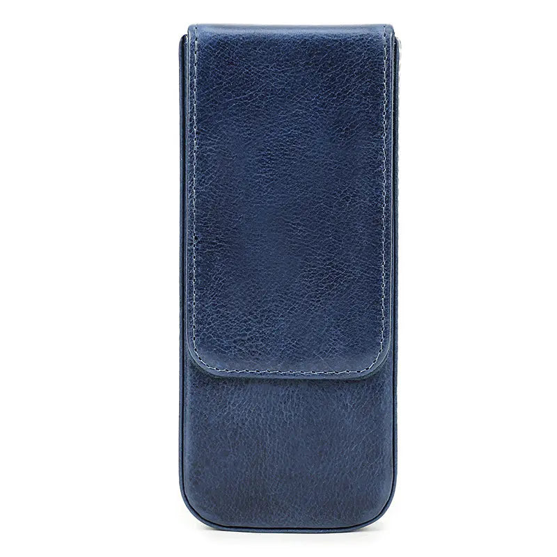 Handmade Leather Pen Case with Magnetic Drawer (Set of 3)