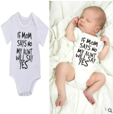Summer New Kids' Letter Print Short Sleeve Bodysuit