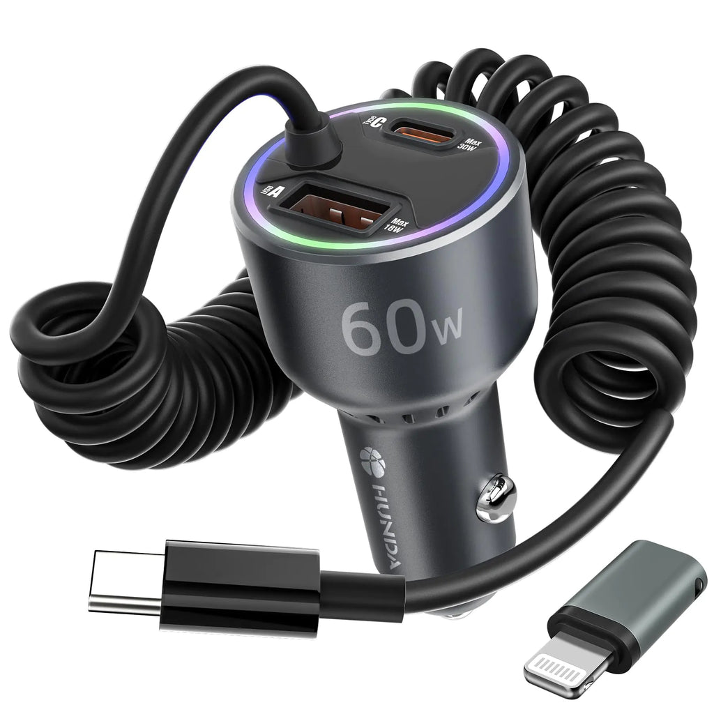 60W USB C Car Charger Fast ChargingHUNDA iPhone 15 Car ChargerDual USB Car Charger with PD 30W Fast Charge Car Charger for iPhone 15/15 pro/15 Pro MaxGalaxy s24/s23/s22 ect