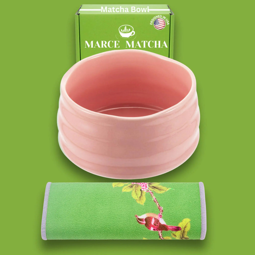 Marce Matcha Bowl Set- Matcha Bowl and Towel (Pink)