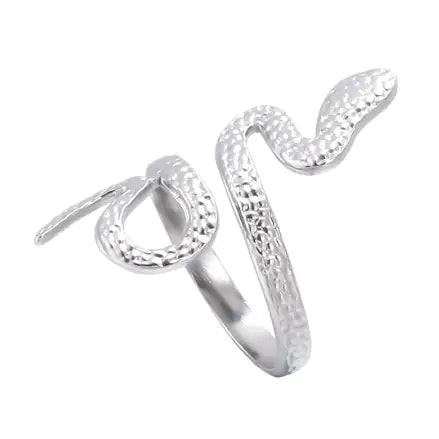Adjustable Stainless Steel Snake Ring in Titanium