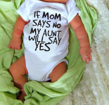 Summer New Kids' Letter Print Short Sleeve Bodysuit