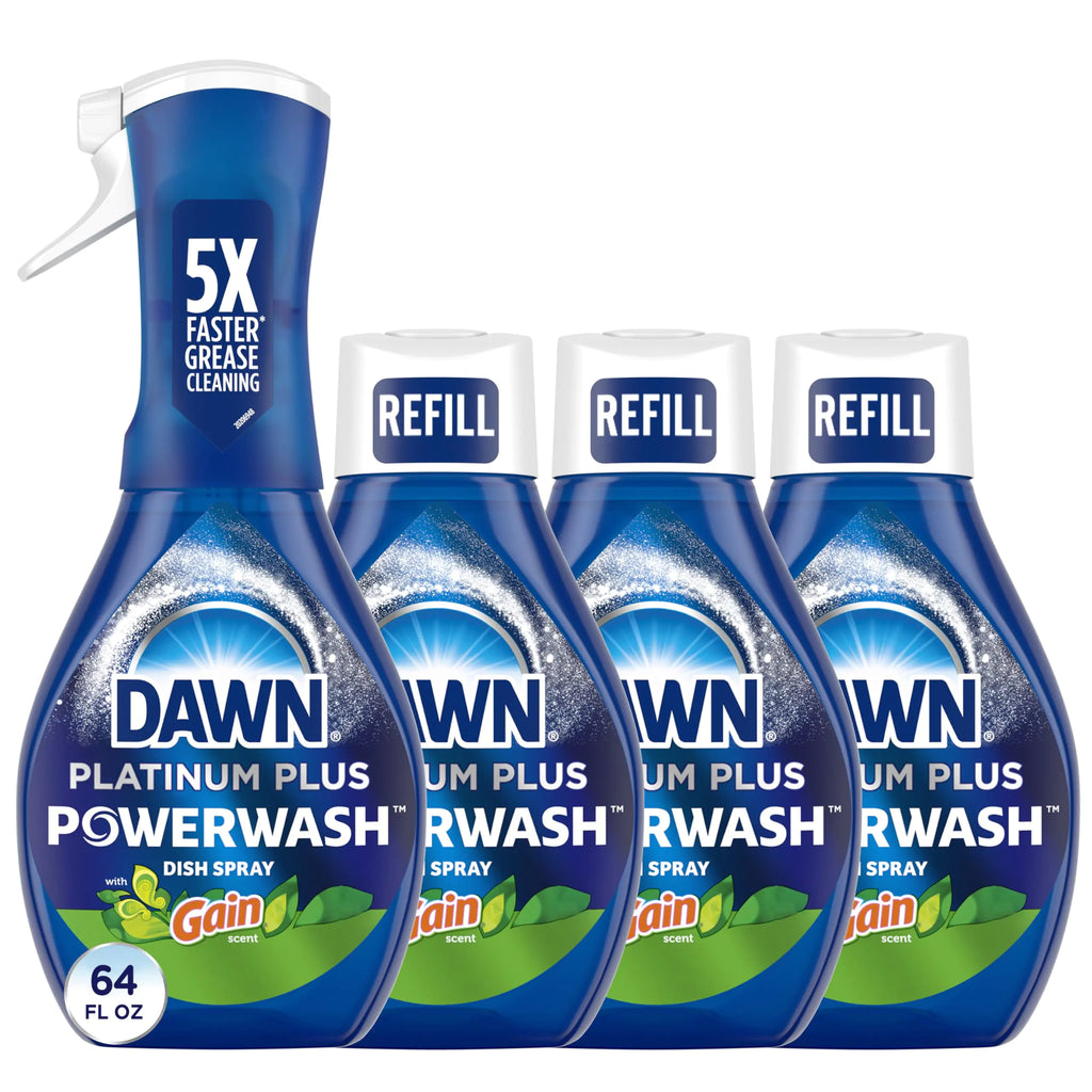 Dawn Powerwash Gain Original Dish Spray Liquid Dish Soap Dish Soap Refill  1 Starter Kit + 3 Refills 64 Fl Oz